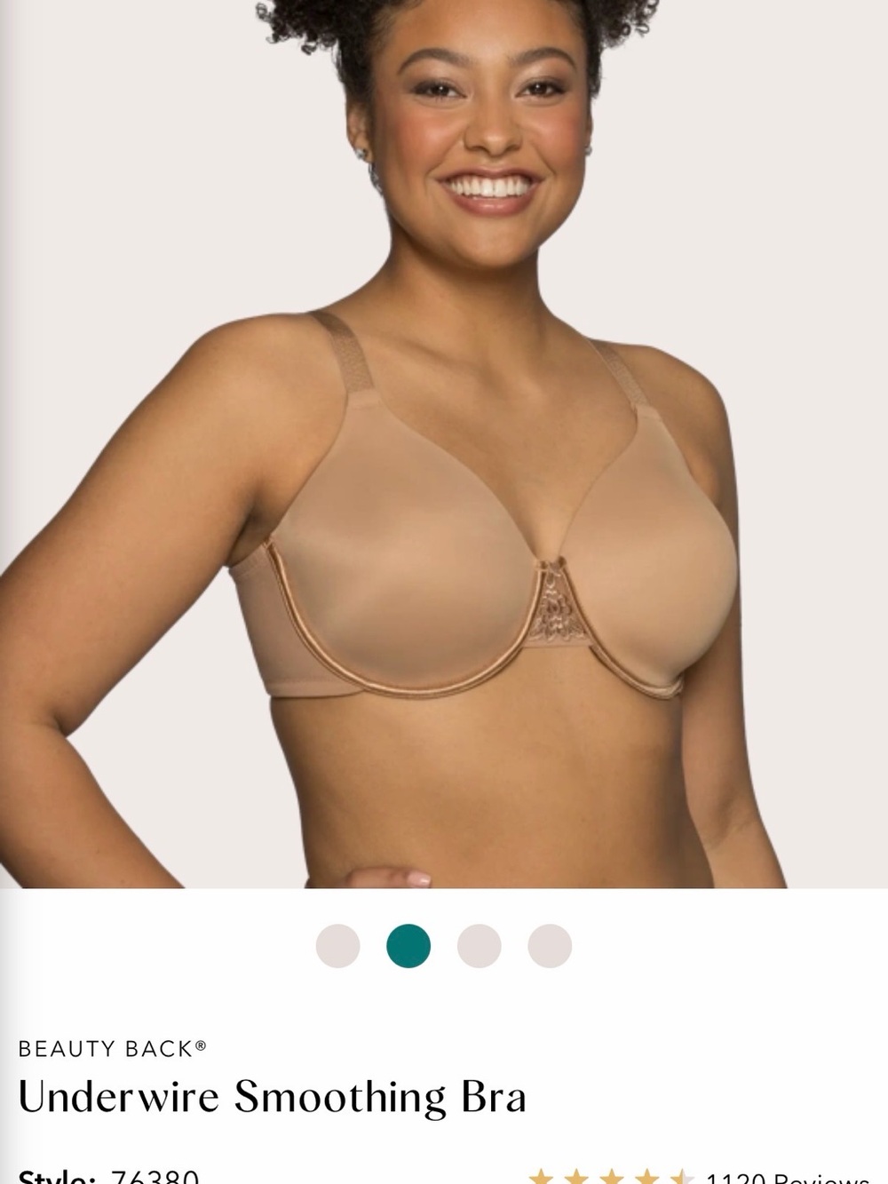 Vanity Fair Nude Underwire back Smoothing Minimizer Bra 76380
